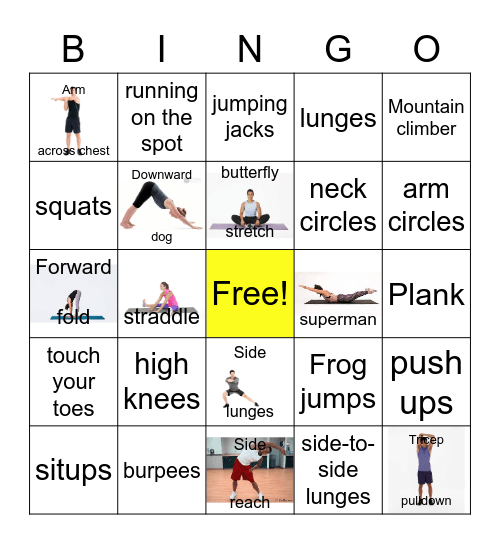 Phys Ed Fitness Bingo Card