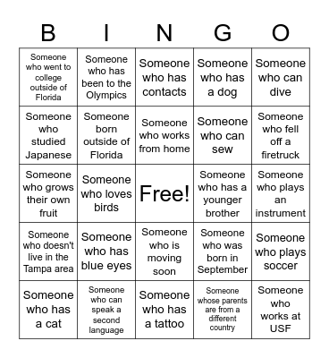 Human Bingo Card