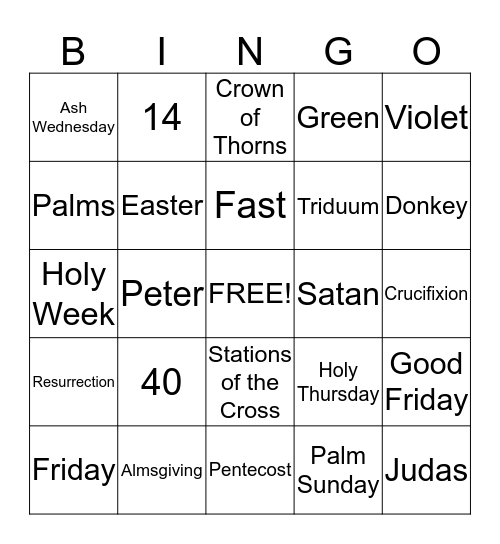 Lent/Easter BINGO Card