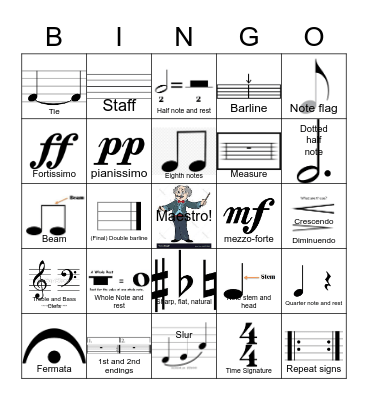 Music Symbol BINGO Card