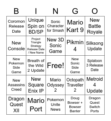 E3 Bingo Card