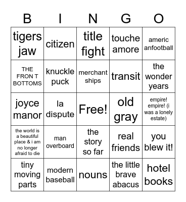 BREAKUP BINGO (EMO) (DONT CRY CHALLENGE) Bingo Card