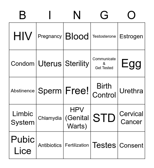 Reproduction Bingo Card