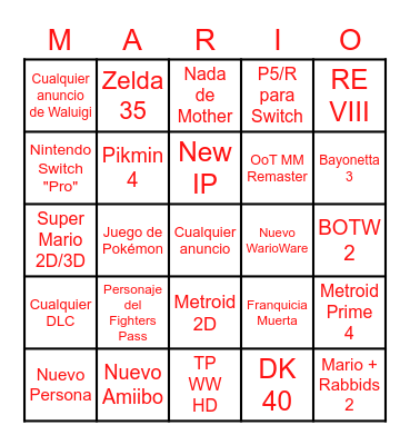 E3 Bingo Card