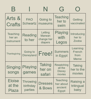 Looking forward to life with baby Bingo Card