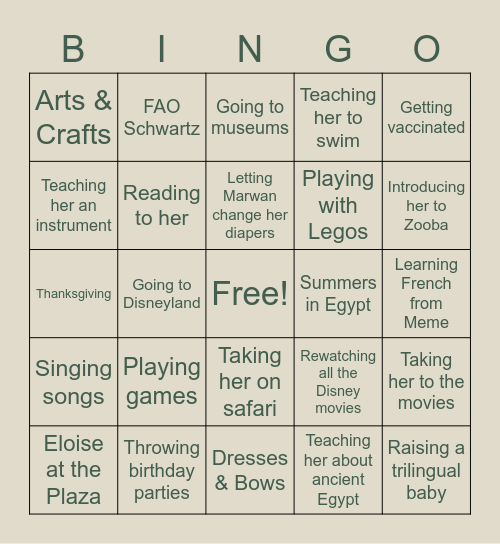 Looking forward to life with baby Bingo Card
