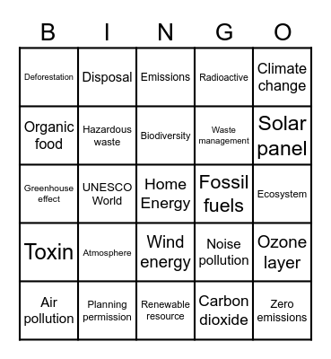 World Environment Day Bingo Card