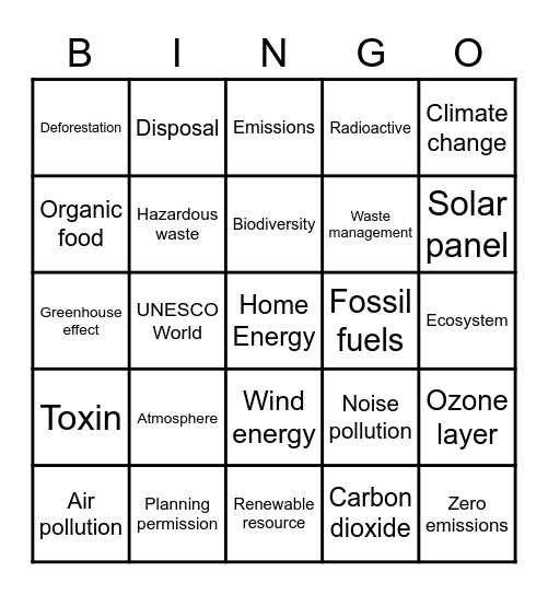 World Environment Day Bingo Card