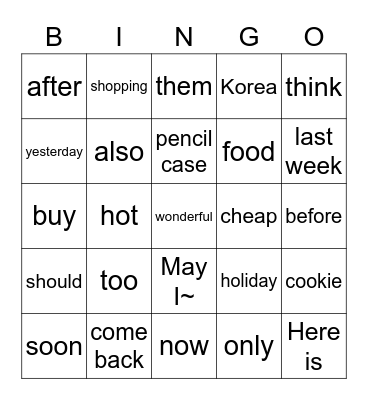 Lesson.6 Bingo Card