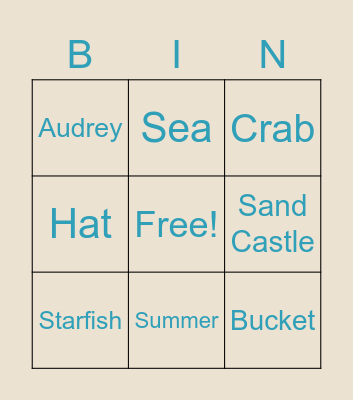 Day at the Beach Bingo Card