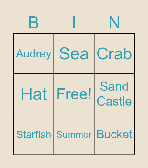 Day at the Beach Bingo Card