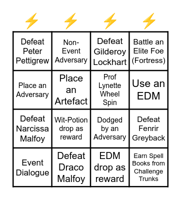 Wizards Unite Adversaries Bingo! Bingo Card
