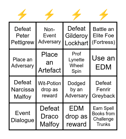 Wizards Unite Adversaries Bingo! Bingo Card