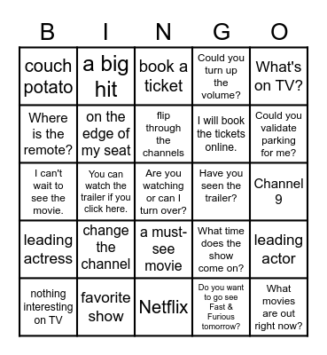 UNIT 33 - TV Bingo! Bingo Card