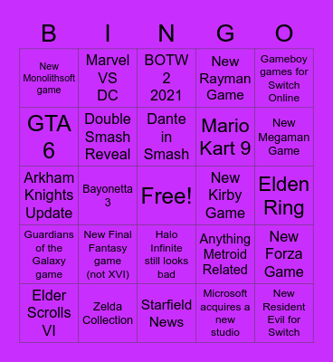 E3/SGF Bingo Card