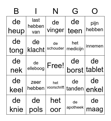 Wat scheelt er? Bingo Card