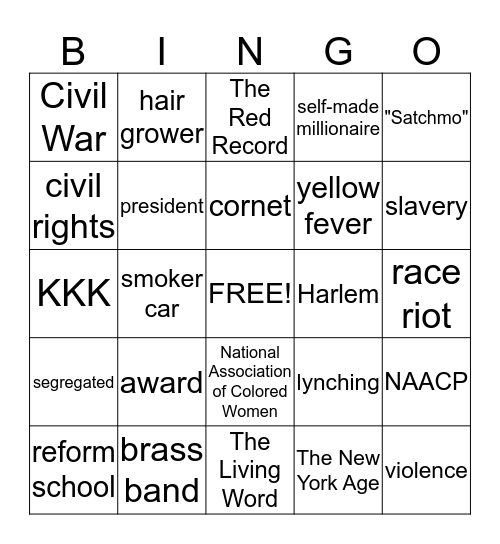 Great African Americans Bingo Card