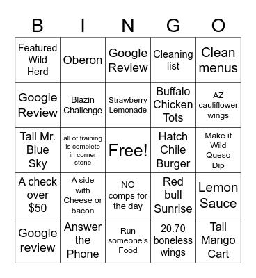 BLAZIN BINGO Card