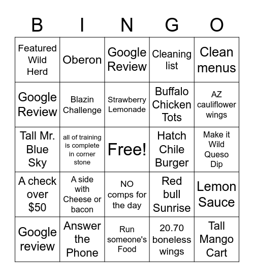 BLAZIN BINGO Card