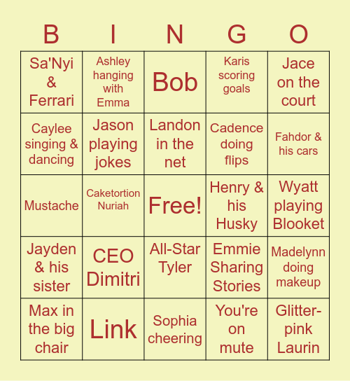 Our Silly Class Bingo Card