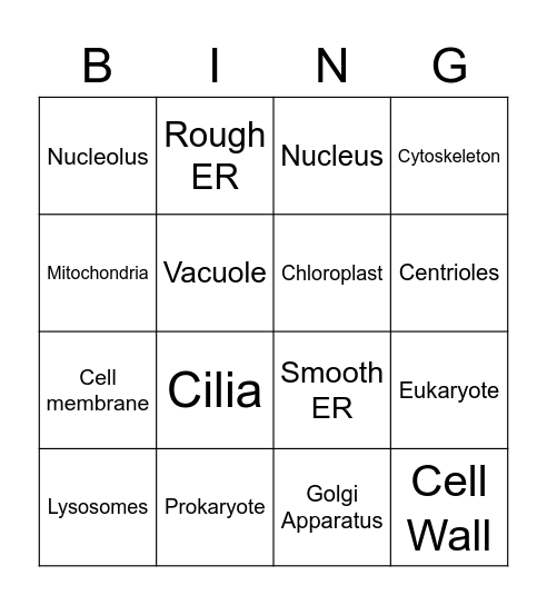 cell bingo Card