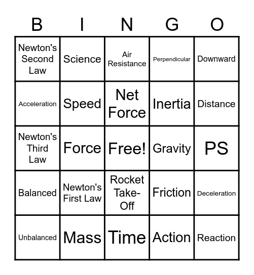 Peterson's Physical Science 2 Bingo Card