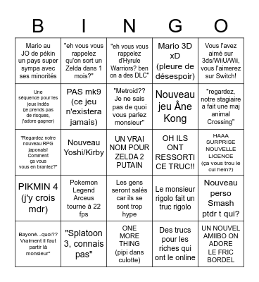 NINTENDO E3 2021 Bingo Card