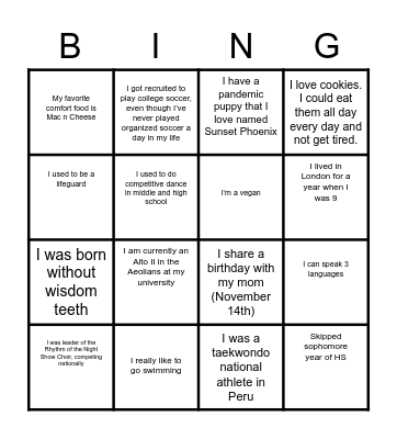 UPS Fun Facts Bingo Card