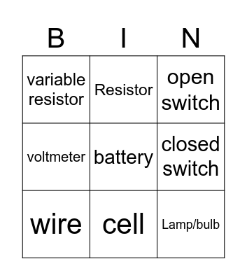 circuit symbols Bingo Card