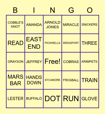 MANIAC MAGEE Bingo Card