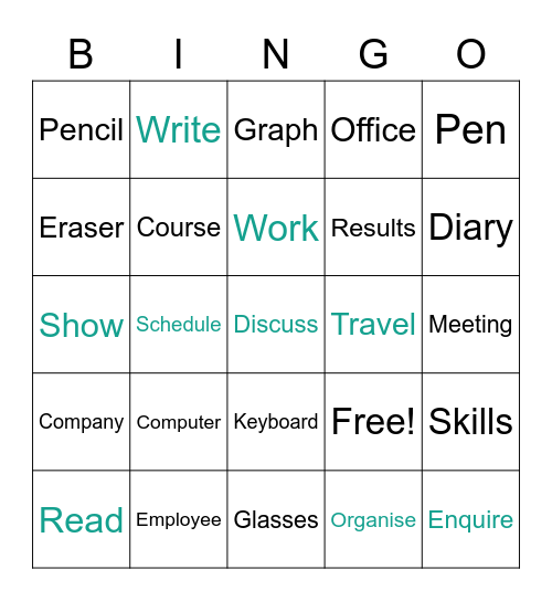 World of work Bingo Card