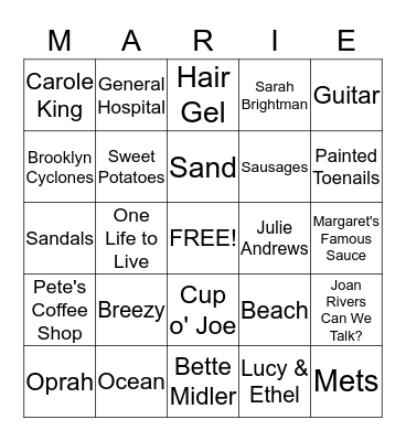 Happy Birthday Bingo Card