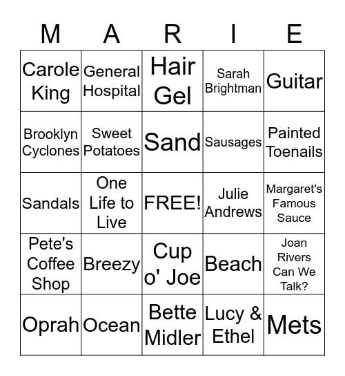 Happy Birthday Bingo Card