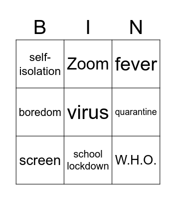 Lockdown Bingo Card