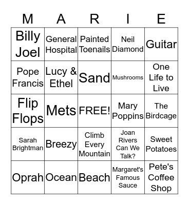 Happy Birthday Bingo Card
