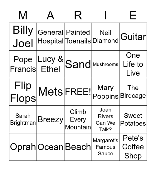 Happy Birthday Bingo Card