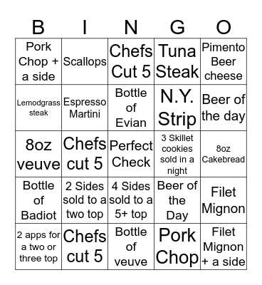 501 East Bingo Card