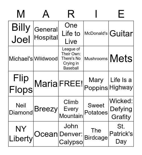 Happy Birthday Bingo Card