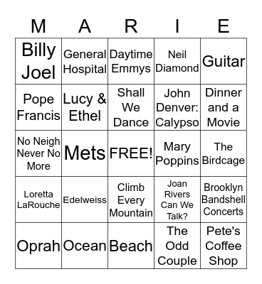 Happy Birthday Bingo Card