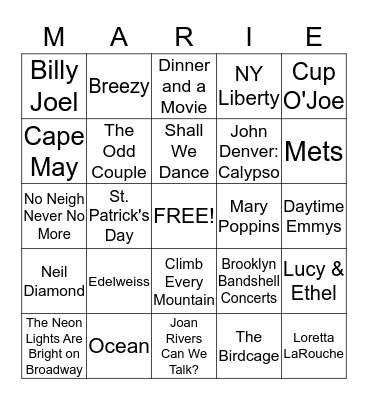 Happy Birthday Bingo Card