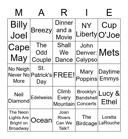 Happy Birthday Bingo Card