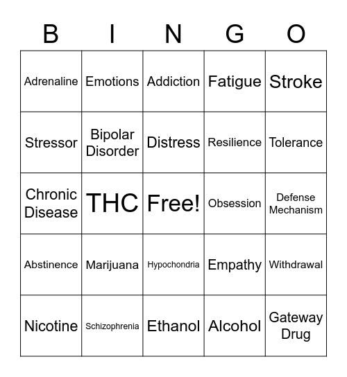 Health Bingo Card