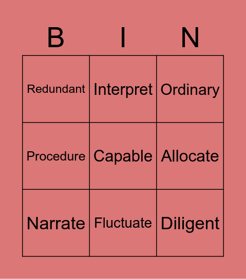 Summer Bingo Card