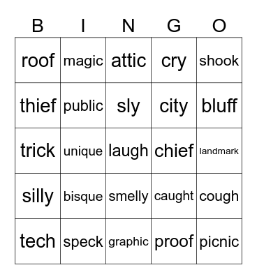 Word Bingo Card