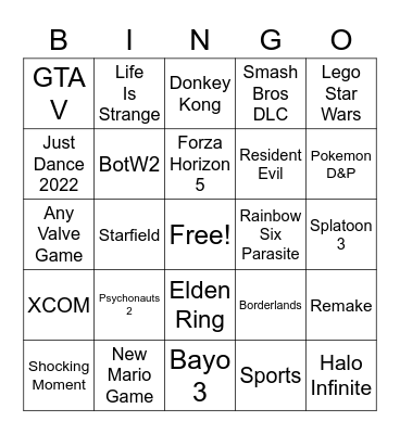 E3 Bingo Card