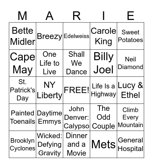 Happy Birthday Bingo Card
