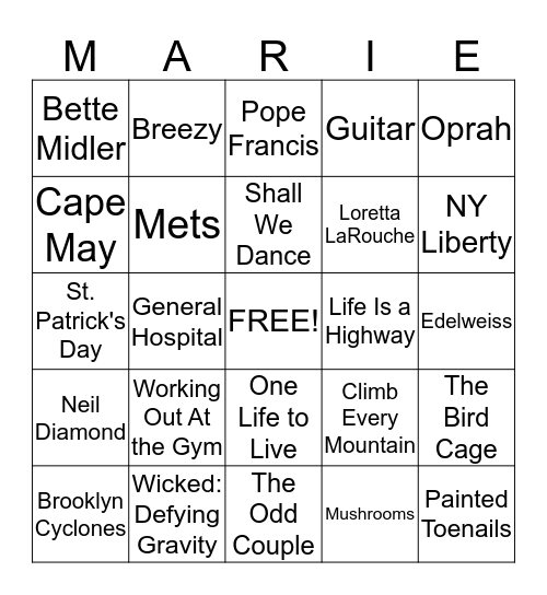 Happy Birthday Bingo Card
