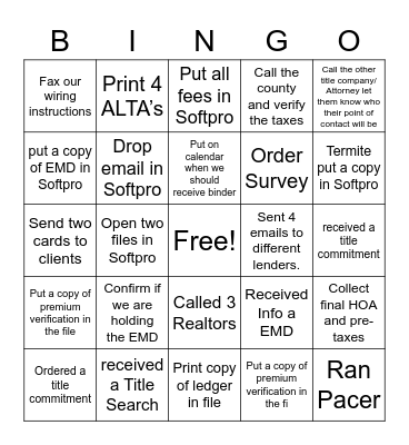 STAFF Bingo Card