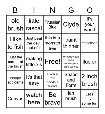 Bob Ross Bingo Card