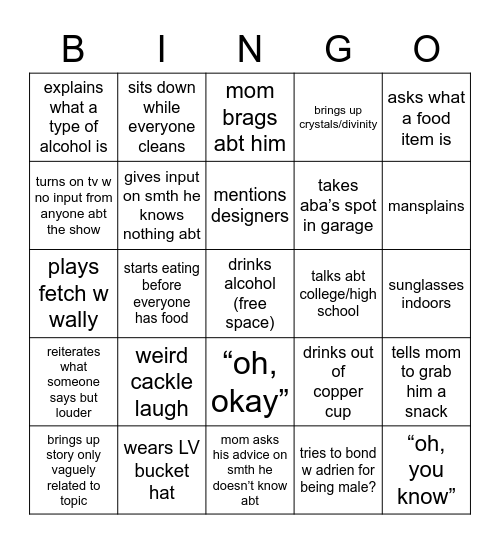 Clarence Bingo Card